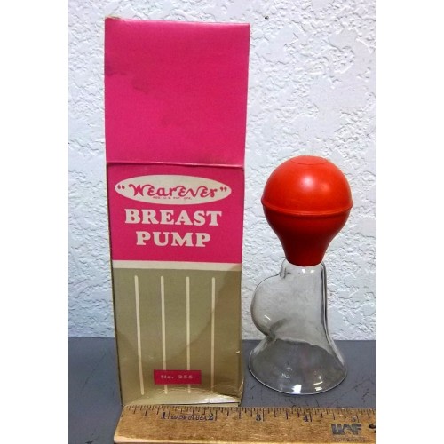vintage New old stock #255 Wearever glass Breast Pump, rubber pump, new & unused