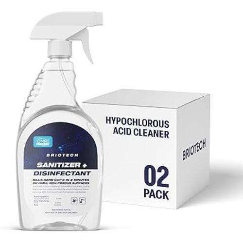 BRIOTECH Sanitizer Disinfectant Hypochlorous Spray, Kill 99.99% of Viruses & Bacteria, Gentle for Nursery & Play Rooms, Food Contact Surface Safe, 32 fl oz, 2 ct : Health & Household