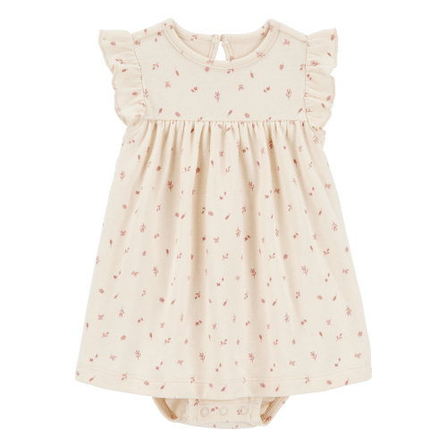 Baby Floral Cotton Blend Dress - Khaki