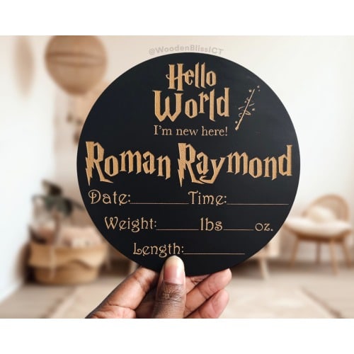 Anuncio de nombre personalizado de Wizard Baby, regalo de baby shower, decoración de guardería, revelación de género, regalo para bebé, grabado con láser, hito del bebé