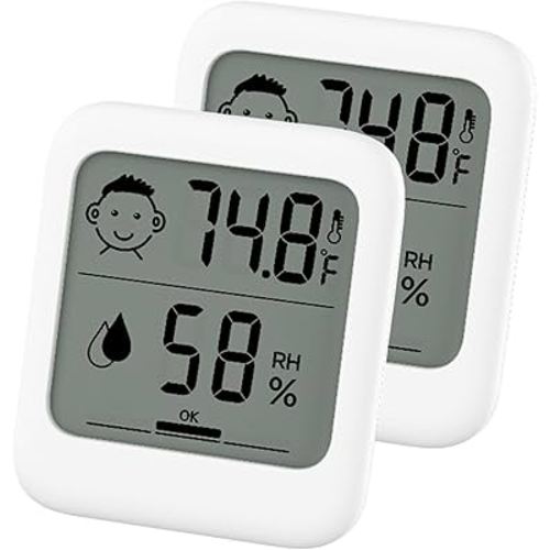 Pack of 2 Digital Thermometer and Hygrometer with Comfort Face Display, Hygrometer, Stand, Magnet, Hanging, Simple, Infectious Disease Prevention, Heat Stroke Prevention
