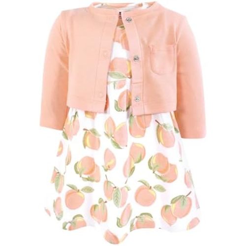 Hudson Baby Infant and Toddler Girls Cotton Dress and Cardigan Set
