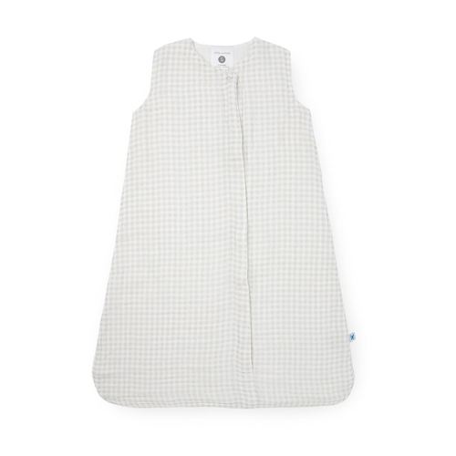 Little Unicorn 0-6 Month Premium Muslin Sleep Sack 1.1 TOG | Soft & Breathable Muslin Cotton for safer sleep | 2 way zipper (Tan Gingham)