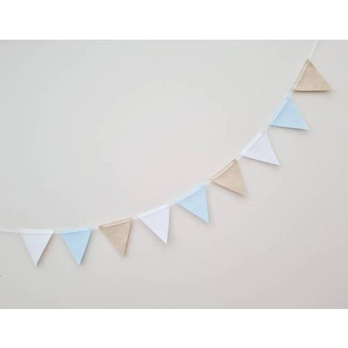 Nursery Bunting, Blue Nursery Decor, Nursery Bunting, Brown Nursery Decor, Boy Baby Shower Decor, Felt Nursery Garland, Beige Flag Bunting