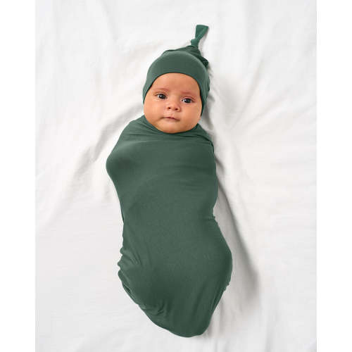 Grove Green Swaddle & Hat Set | Little Sleepies