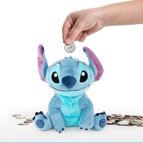 Jay Franco Disney Lilo & Stitch Plush Coin Bank - Super Soft Kids Room Decor - Unbreakable Money Saving Piggy Bank