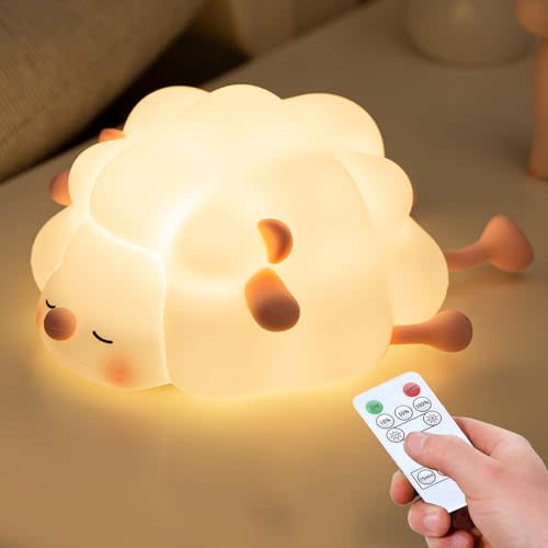 Remote-Controlled Night Light for Kids, 10-Level Dimmable, 15/30/60 Min Timer, Food-Grade Silicone, Cute Touch Lamp, Rechargeable Bedside Companion - Adorable Gifts for Baby and Children's Décor Pink