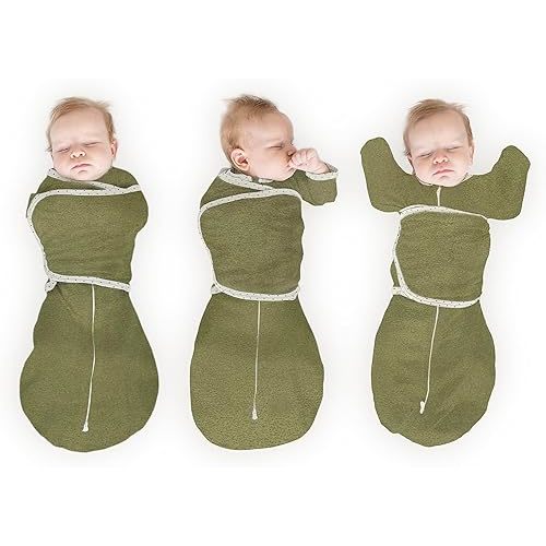 SwaddleDesigns 6-Way Omni Swaddle Sack Arms Up Swaddle for Newborn, More Options to Calm Startle Reflex, Improves Sleep, Easy Transition Baby Sleep Sack, Small, 0-3 Month, Heathered Green Turtle