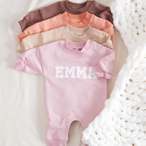 Custom Puff Name Baby Girl Bodysuit, Custom Baby Sweatshirt, Personalized Baby Romper, Baby Shower Gift, Birthday Gift Baby Christmas Gift