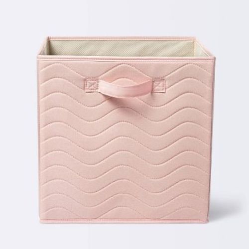 Quilted Fabric Cube Storage Bin - Light Pink - Cloud Island™