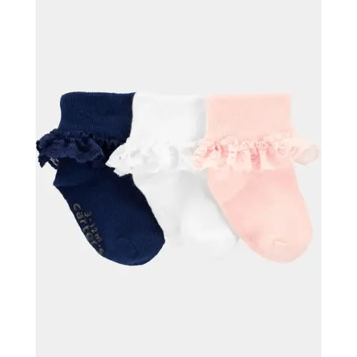Baby Girl 3-Pack Lace Cuff Socks | Carter's