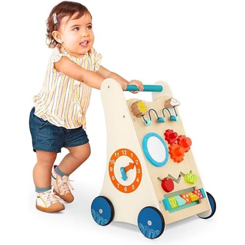 B. toys- Little Learning Steps- Wooden Activity Walker – 7 Educational Activities – Learning & Walking Toy for Toddlers – Stand, Push, Walk – 1 Year +