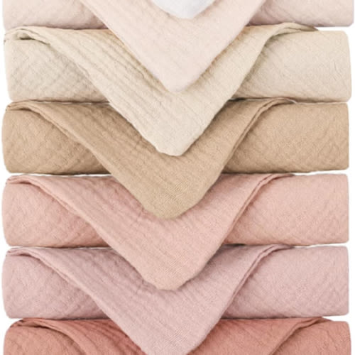 Konssy Baby Muslin Washcloths 7 Pack -100% Cotton Baby Bath Towels, Soft Baby Wash Cloths and Absorbent Burp Cloths for Newborn Kids Girls and Boys, 11x11 inches