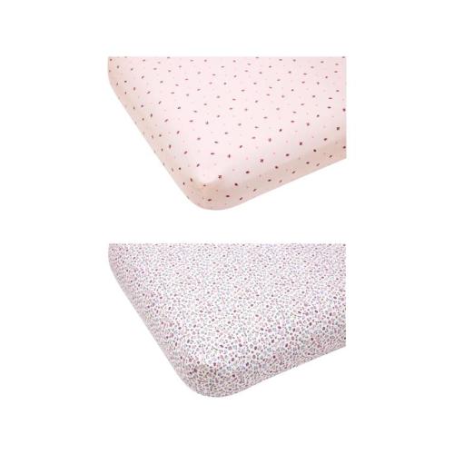 2 Pack Flannelette Cotton Fitted Cot Sheets - Flora