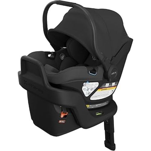 UPPAbaby Aria V2 Lightweight Infant Car Seat - Just Under 6 lbs - Base with Load Leg + Infant Insert + All-Weather FootCover Included - Direct Stroller Attachment - Jake (Charcoal/Black Leather)