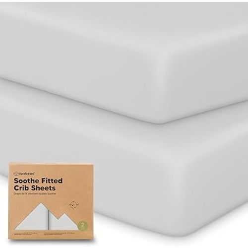 KeaBabies 2-Pack Organic Crib Sheets for Boys, Girls - 52x28 Fitted Crib Mattress Sheet Neutral, Breathable Jersey Cotton Cover for Baby Bed, Toddler Mattress, Soft & Cute Prints (French Gray)