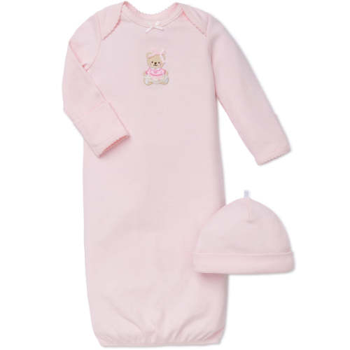 Pink Bear Sleeper Gown And Hat 0-3 mo
