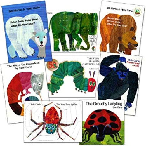 Kaplan Early Learning Eric Carle Board Book Collection - Set of 8 Classic Stories for Interactive and Classroom Reading