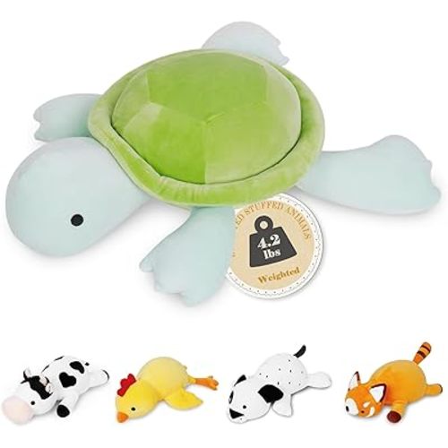 Turtle Weighted Plush, 22" 4.2 lbs Character Weighted Stuffed Animals Series, Cute Tortoise Plushie Dolls Throw Pillow Birthday Gifts for Children Kids