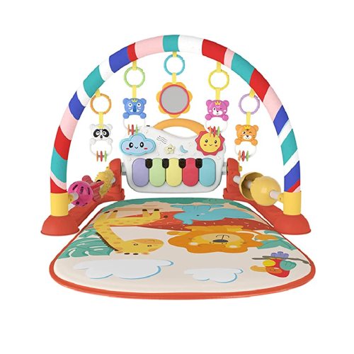 Eners Baby Gyms Play Mats Musical Activity Center Baby Piano Gym Mat Tummy Time Padded Mat for Newborn Toddler Infants(Red)