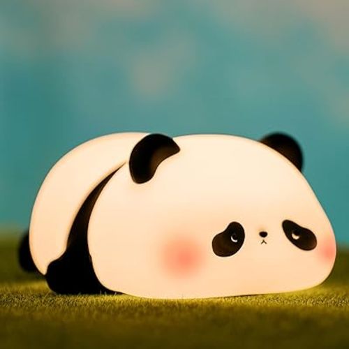Cute Panda Lamp, LED Panda Night Light for Kids Sleep, Food Grade Silicone Novelty Animal Night Lamps, Dimmable Nursery Squishy Nightlight, Cute Gifts, Office Desk/Baby Boys/Girls Room Decor
