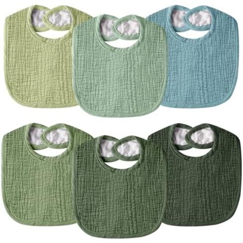Muslin Baby Bibs for Unisex Boys Girls, Cotton Drool Bibs, Adjustable Newborn Bibs for Drooling and Teething