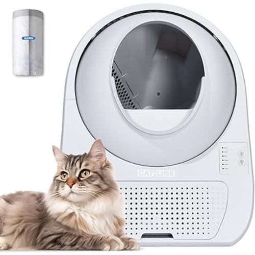 CATLINK Self-Cleaning Litter Box for Multiple Cats – Large Capacity, Double Odor Control, Supports Pets 3.5–22 lbs (Young Version)