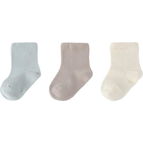 Cotton Baby and Toddler Crew Socks with Natural Simplistic Design | 3-Pack