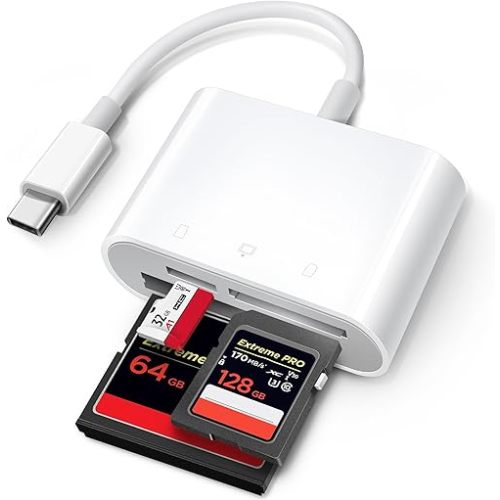 USB C SD Card Reader for iPhone 15/iPad/Mac, ChiaoPio USB C to SD CF, Type C Memory Card Adapter with Compact Flash/CF/SD/MicroSD Slots Compatible with iPad MacBook Pro/Air/Mini Mac Laptop