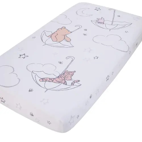 Disney Winnie The Pooh - Classic Pooh - Ivory, Tan & White Photo Op Fitted Crib Sheet, Tan, White, Grey , 28x52x8 Inch (Pack of 1)