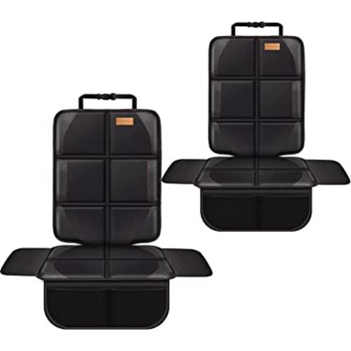 Car Seat Protector, 2 Pack, Thickest Padded 600D Fabric Padding, Waterproof, Durable, Anti Slip Backing, Child Seat Protection, Suitable for Babies, Toddlers, Children(Black 2)