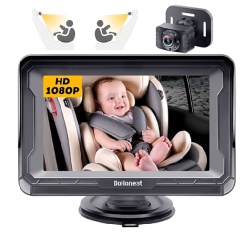 DoHonest Baby Car Camera HD 1080P - Rear-Facing Car Baby Monitor with Night Vision, Adjustable View Angle, Easy Setup, Anti-Glare Display, Safety for Kids & Infants