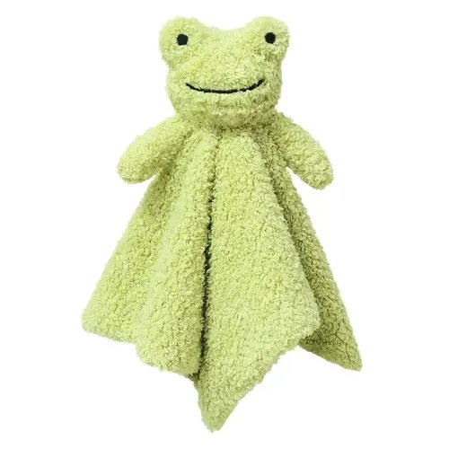 Baby Green Frog Soft Stuffed Animal Security Blanket, Plush Frog Character Lovey Blanket, Baby Shower/Nursery Gift, Newborn Infant Toddler Snuggle Blankie for Boys Girls, 14 Inches