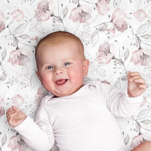 Aenne Baby, Muslin Swaddle Blanket for Girls, Infant Toddler Quilt, Swaddle Wrap for Girls, Luxurious Soft and Silky Stroller Cover, Floral Poppy Pink Blankie, Large 47"x 47", 1 Pack