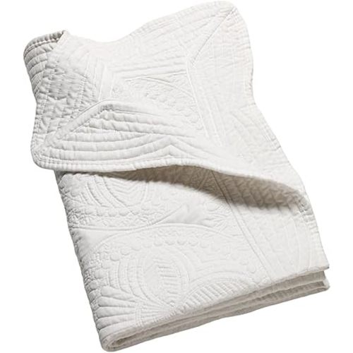 Lightweight Baby Quilt Neutral Durable, Personlized Baby Blankets Monogram Embossed, Four Seasons Cotton Quilted Blanket Toddler Quilt for Boys and Girls 36x46 Inches White