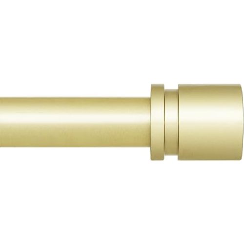 Curtain Rods for Windows 16 to 88 Inches Adjustable Length 1 Inch Diameter Window Curtain Rod with Aluminium Finials, Warm Gold