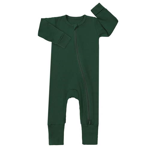 WIBACKER Baby Boy Girl Ribbed Pajamas with Mittens Bamboo Viscose Sleepers 2 Way Zipper Long Sleeve Pjs