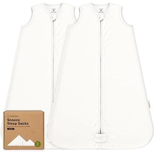 2-Pack Baby Sleep Sacks,Zipper Wearable Blanket,100% Cotton (Soft White, M)