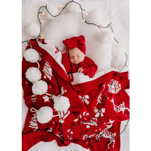 Heirloom Christmas Knit Border Blanket