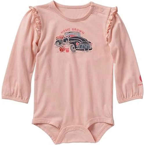 Carhartt Kid's CA9923 Long-Sleeve Home Grown Bodysuit - Girls - 3 Months - Rose Quartz