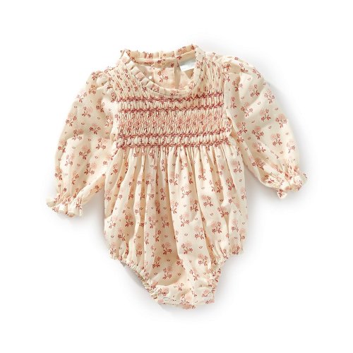 Edgehill Collection x Kristin Ellen Hockman Baby Girls Agnes Long Sleeve Smocked Bubble