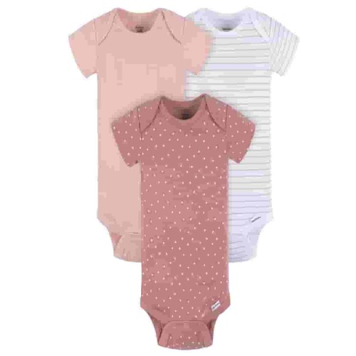 Gerber Baby Neutral Short Sleeve Bodysuits, 3-Pack, Sizes Newborn - 24 Months