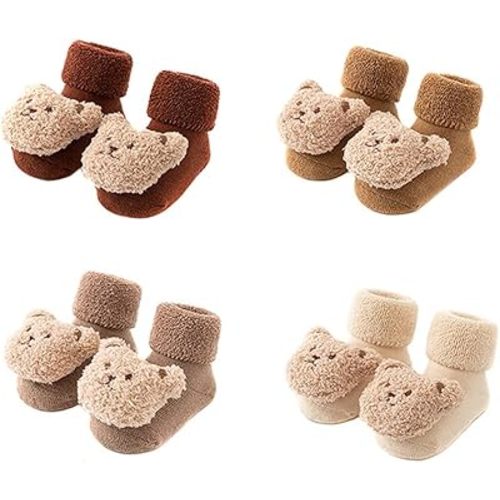 EUBUY Baby Girls Boys Non Slip Socks, Infant Toddlers Kids Non Slip Warm Thick Cotton Ankle Crew Socks, Soft Winter Newborn Slippers
