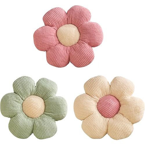 XIAIJIA 3PCS Flower Pillow, Daisy Throw Pillows, Flower Cushion 15.7 Inch