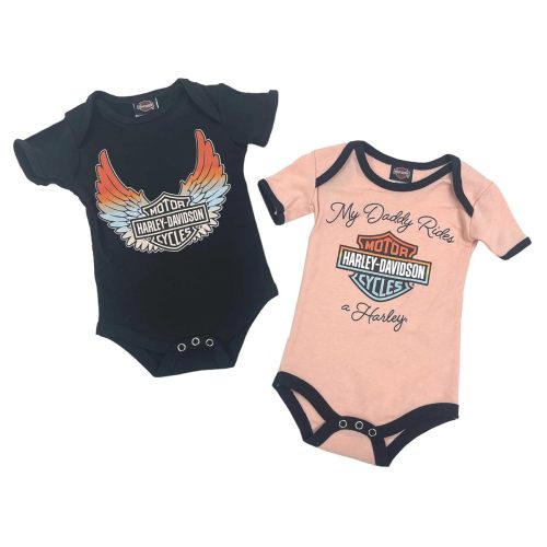 Harley-Davidson Baby Girls B&S Logo & My Daddy Rides a Harley Creeper Set