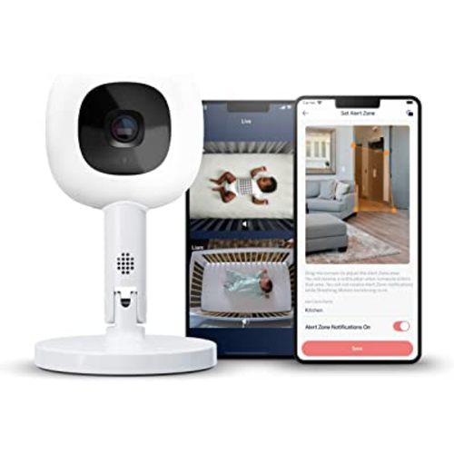 Nanit Pro Smart Baby Monitor & Flex Stand - 1080p Secure Wi-Fi Video Camera, Sensor-Free Sleep Breathing Motion Tracker, 2-Way Audio, Sound Alerts, Night Vision, and Band White