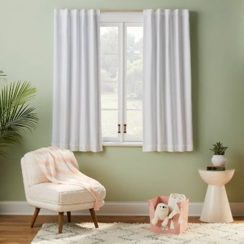 63" Blackout Twill Solid Kids' Panel White - Pillowfort™: Noise Reduction, Uv Protection, Energy Efficient