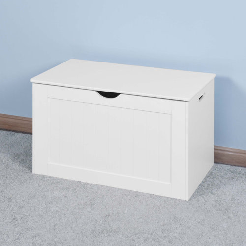 Latitude Run® White Lift Top Entryway Storage Cabinet with 2 Safety Hinge, Wooden Toy Box | Wayfair