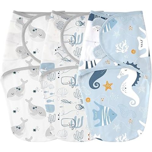 Yoofoss Baby Swaddles for Newborns 100% Cotton, Adjustable Swaddle 0-3 Months 3 Pack Newborn Swaddle Sack, Breathable Soft(Small)