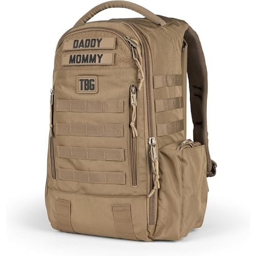 Tactical Baby Gear Daypack Tactical Diaper Bag Backpack for Dads - MOLLE compatible, Built-in Changing Mat, Stroller Straps (Coyote Brown 4th Gen)